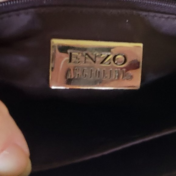 ENZO ANGIOLINI Brown Leather Embossed Croc Shoulder Flap Bag Clutch - Picture 5 of 5